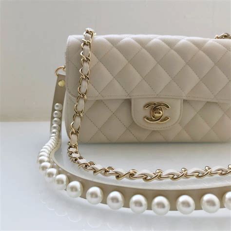 white chanel bag with pearl strap|Chanel bag replacement chain strap.